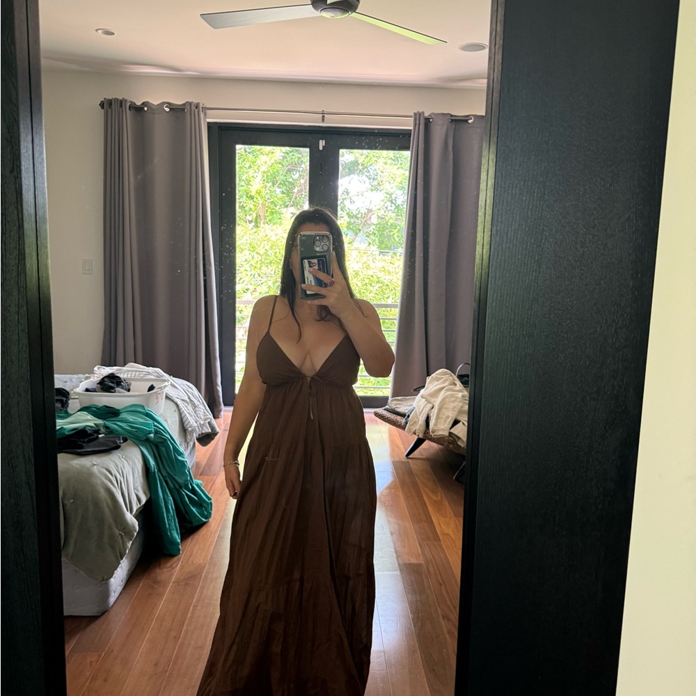 Brown Maxi Dress with Spaghetti Straps NWT